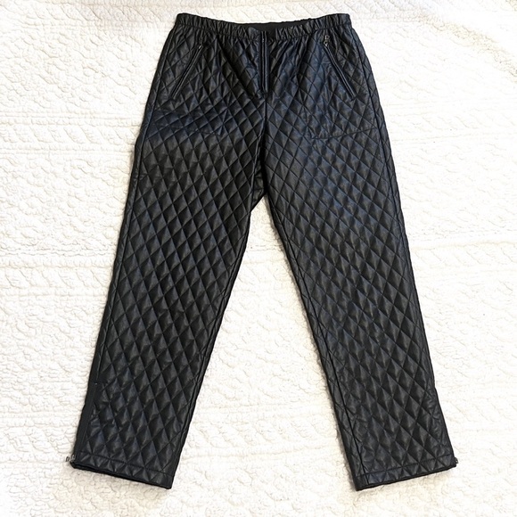 BCBG Max Azria faux leather high rise quilted straight leg pants black… - Picture 4 of 11